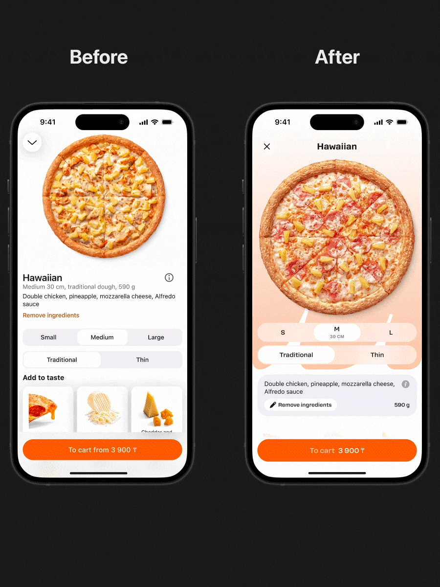 Redesign of Pizza Delivery App Screen