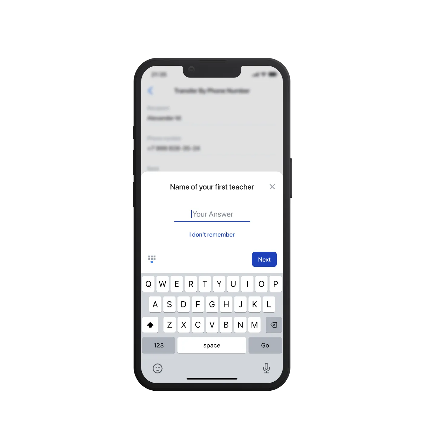 Security questions - Design of a new feature for the bank's mobile application